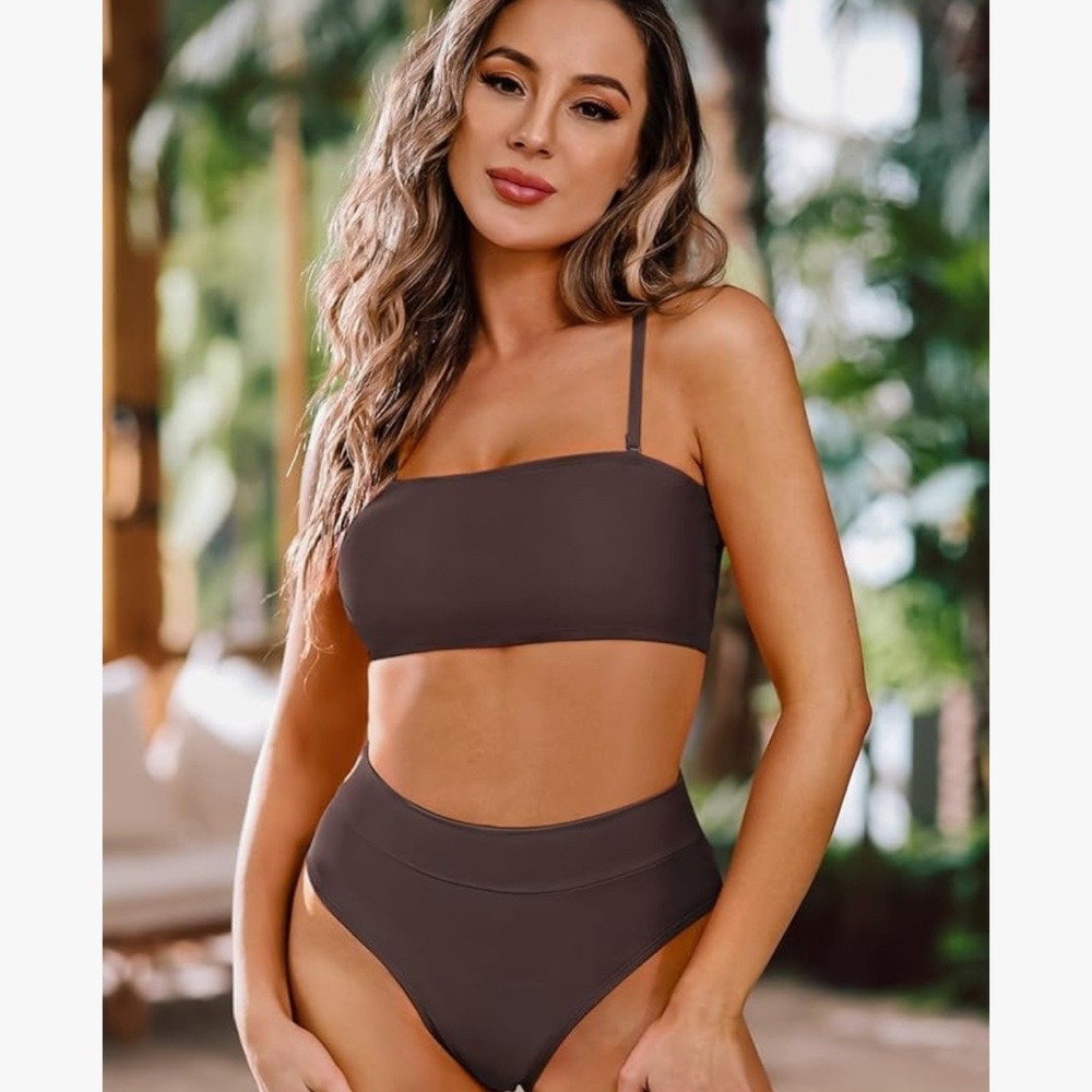 Pink Queen Women's Removable Strap Wrap Pad Cheeky High Waist Bikini L